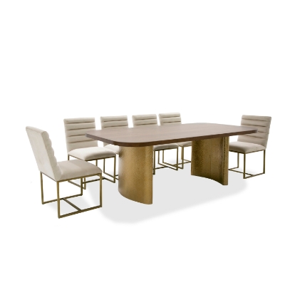 Picture of Modrest Marjorie - Modern Walnut + Brushed Gold Rectangular Dining Table