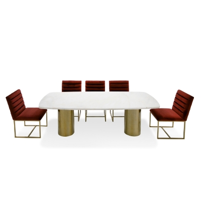 Picture of Modrest Rocky - Glam White Marble & Brush Gold Large Dining Table