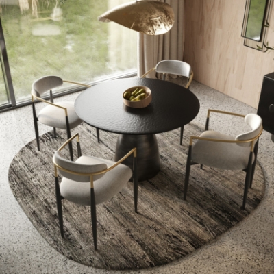 Picture of Modrest Calexico - Contemporary Black Wave Glass Round Dining Table