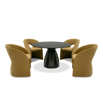 Picture of Modrest Calexico - Contemporary Black Wave Glass Round Dining Table