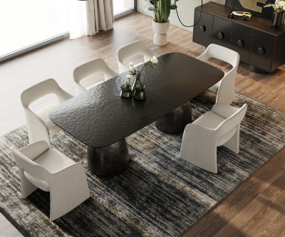 Picture of Modrest Calexico - Contemporary Black Wave Glass Rectangular Dining Table