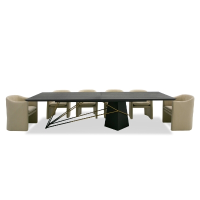 Picture of Modrest Elkhorn - Glam Black Ash + Stainless Steel 126" Dining Table