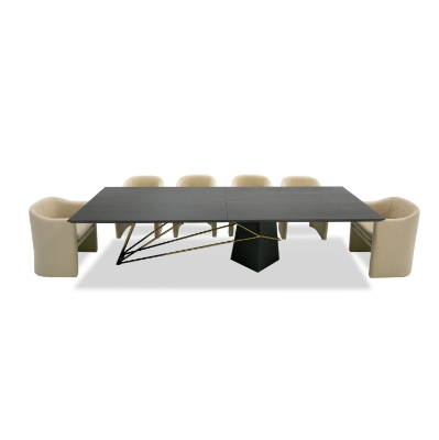 Picture of Modrest Elkhorn - Glam Black Ash + Stainless Steel 126" Dining Table