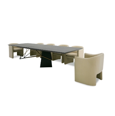 Picture of Modrest Elkhorn - Glam Black Ash + Stainless Steel 126" Dining Table