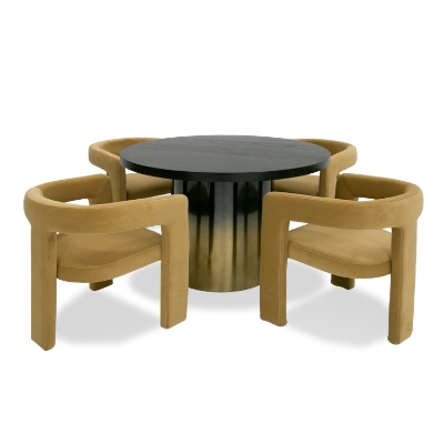 Picture of Modrest Elmira - Glam Black Ash + Gradient Stainless Steel Round Dining Table