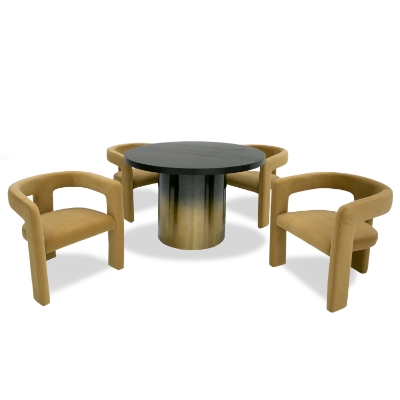 Picture of Modrest Elmira - Glam Black Ash + Gradient Stainless Steel Round Dining Table