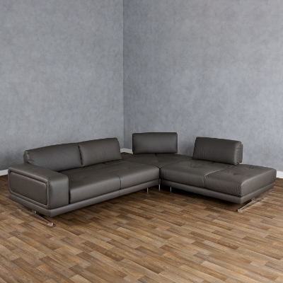 Picture of Lamod Italia Mood - Italian Grey Leather Right Facing Sectional Sofa