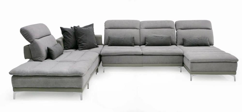 Picture of David Ferrari Horizon - Modern Grey Fabric + Grey Leather U Shaped Sectional Sofa