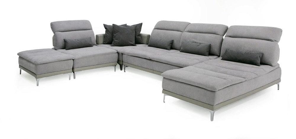 Picture of David Ferrari Horizon - Modern Grey Fabric + Grey Leather U Shaped Sectional Sofa