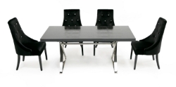 Picture of A&X Xavier - Modern Black Crocodile + Stainless Steel Dining Table