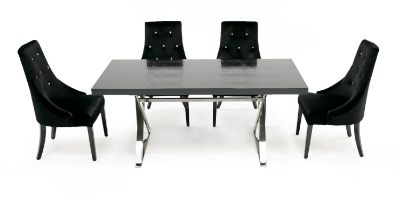 Picture of A&X Xavier - Modern Black Crocodile + Stainless Steel Dining Table