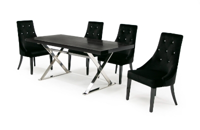 Picture of A&X Xavier - Modern Black Crocodile + Stainless Steel Dining Table