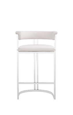 Picture of Modrest Munith - Modern White Vegan Leather + Stainless Steel Counter Chair