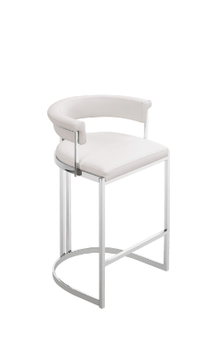 Picture of Modrest Munith - Modern White Vegan Leather + Stainless Steel Counter Chair