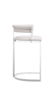 Picture of Modrest Munith - Modern White Vegan Leather + Stainless Steel Counter Chair