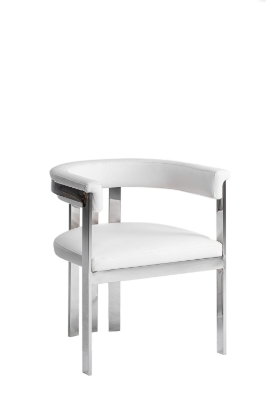 Picture of Modrest Pontiac - Modern White Vegan Leather + Stainless Steel Dining Chair