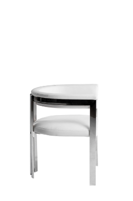 Picture of Modrest Pontiac - Modern White Vegan Leather + Stainless Steel Dining Chair