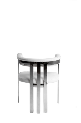 Picture of Modrest Pontiac - Modern White Vegan Leather + Stainless Steel Dining Chair