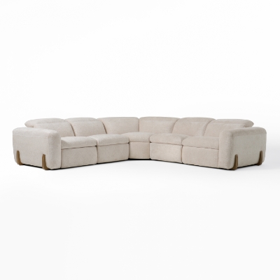 Picture of Divani Casa Conrad - Modern Beige Fabric Sectional With 3 Recliners