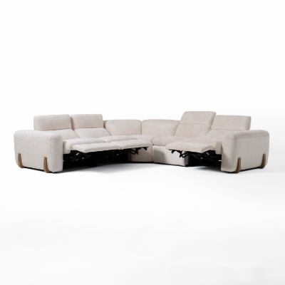 Picture of Divani Casa Conrad - Modern Beige Fabric Sectional With 3 Recliners