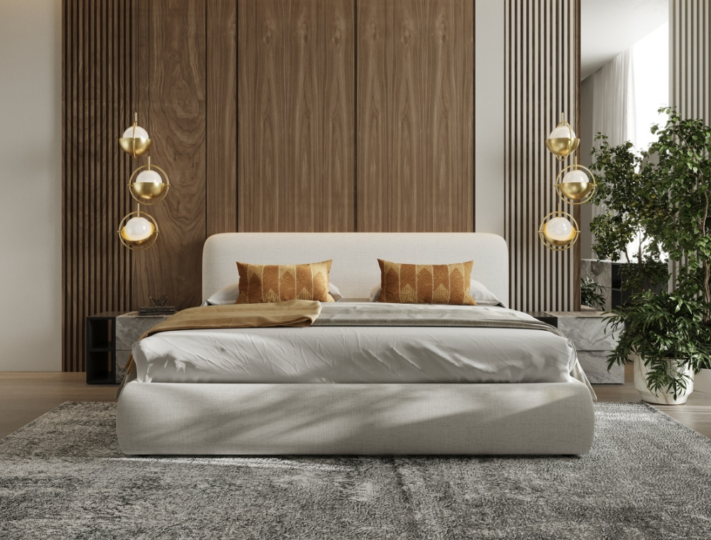 Picture of Modrest Liam - Modern Ivory Fabric Upholstered Bed