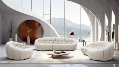 Picture of Divani Casa Yolonda - Modern Curved Beige Fabric Sofa