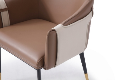 Picture of Modrest Calderon - Modern Brown & Beige Vegan Leather Dining Chair