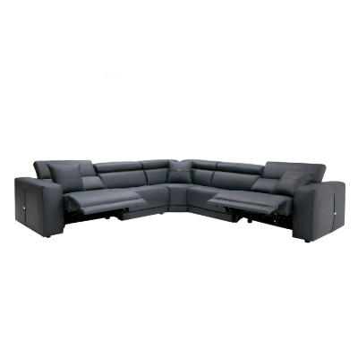 Picture of Lamod Italia Dalton - Modern Italian Grey Leather Sectional + 2 Recliners