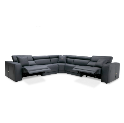 Picture of Lamod Italia Dalton - Modern Italian Grey Leather Sectional + 2 Recliners