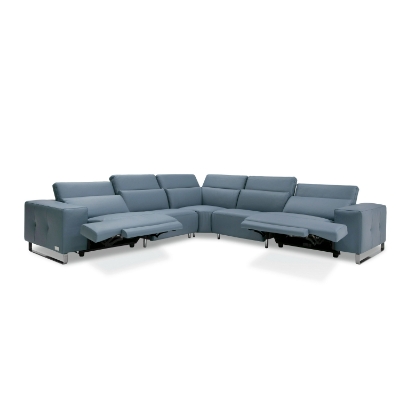 Picture of Lamod Italia Sorrento - Italian Steel Blue Leather Sectional Sofa with 2 Recliners