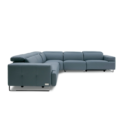 Picture of Lamod Italia Sorrento - Italian Steel Blue Leather Sectional Sofa with 2 Recliners