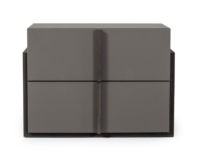 Picture of Nova Domus Lucia - Italian Modern Matte Grey / Elm Grey Bed + 2 Nightstands Set