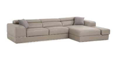 Picture of Divani Casa Pella  Mini - Modern Grey Italian Leather Right Facing Chaise Sectional Sofa