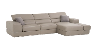 Picture of Divani Casa Pella  Mini - Modern Grey Italian Leather Right Facing Chaise Sectional Sofa