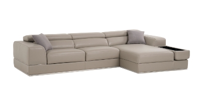 Picture of Divani Casa Pella  Mini - Modern Grey Italian Leather Right Facing Chaise Sectional Sofa