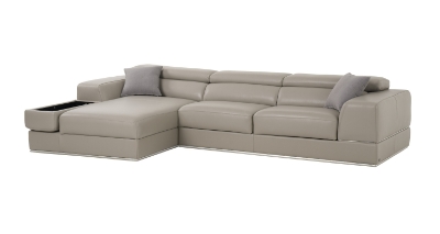 Picture of Divani Casa Pella  Mini - Modern Grey Italian Leather Left Facing Sectional Sofa