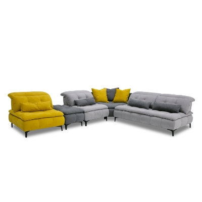 Picture of David Ferrari Mikado - Italian Modern Grey + Yellow Fabric Modular Sectional Sofa