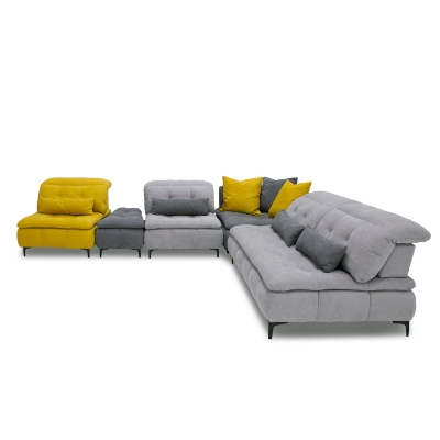 Picture of David Ferrari Mikado - Italian Modern Grey + Yellow Fabric Modular Sectional Sofa