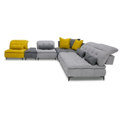 Picture of David Ferrari Mikado - Italian Modern Grey + Yellow Fabric Modular Sectional Sofa