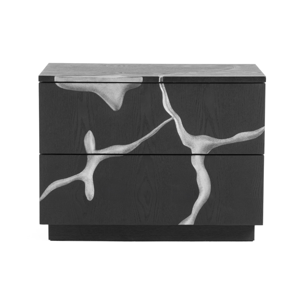 Picture of Modrest Aspen - Modern Matte Brown Ash & Silver Nightstand