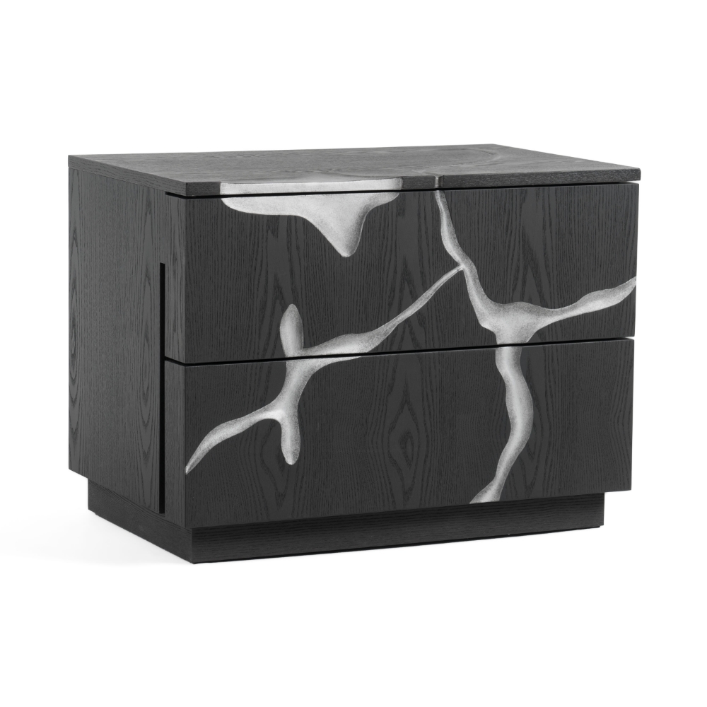 Picture of Modrest Aspen - Modern Matte Brown Ash & Silver Nightstand