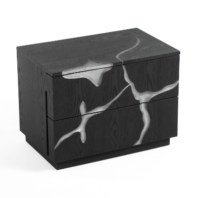 Picture of Modrest Aspen - Modern Matte Brown Ash & Silver Nightstand