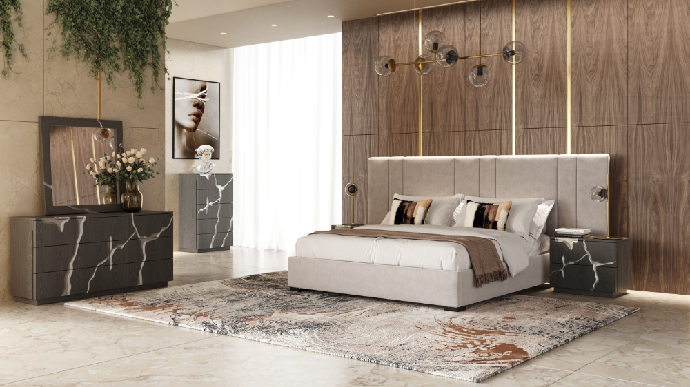 Picture of Modrest Penelope - Modern Grey Velvet Bed