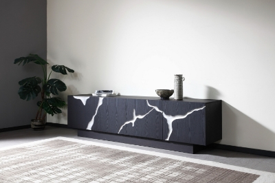 Picture of Modrest Aspen - Modern Matte Brown Ash & Silver TV Stand