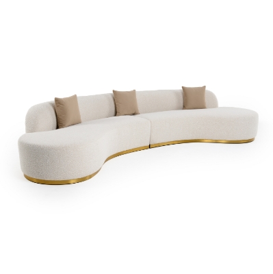 Picture of Divani Casa Frontier - Glam Beige Fabric Curved Sectional Sofa with Beige Pillows