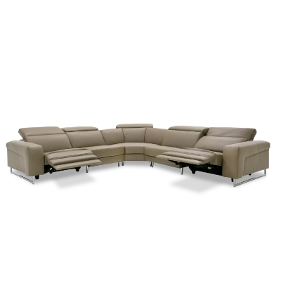 Picture of Lamod Italia Riviera - Italian Modern Taupe Leather Sectional Sofa w/ 2 Recliners