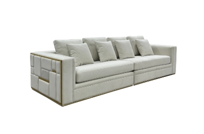 Picture of Divani Casa Mobray - Glam Light Grey Velvet + Gold Sofa