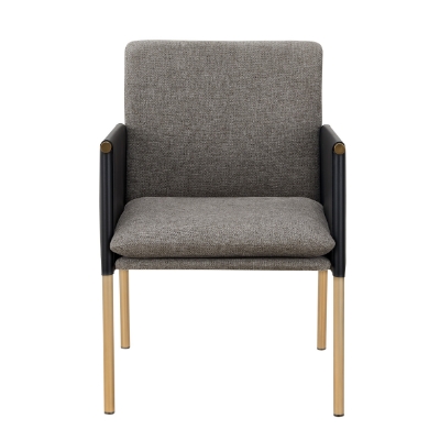 Picture of Modrest Engel - Modern Dark Grey Vegan Leather + Grey Fabric + Antique Brass Dining Chair