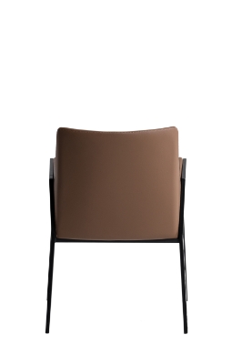 Picture of Modrest Leshay - Modern Dark Camel Vegan Leather + Black Metal Dining Chair