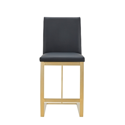 Picture of Modrest Frankie - Modern Dark Grey Vegan Lether + Antique Brass Counter Stool